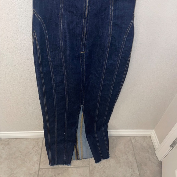 ZARA Denim Bustier Strapless Midi Dress Size M - Picture 7 of 11